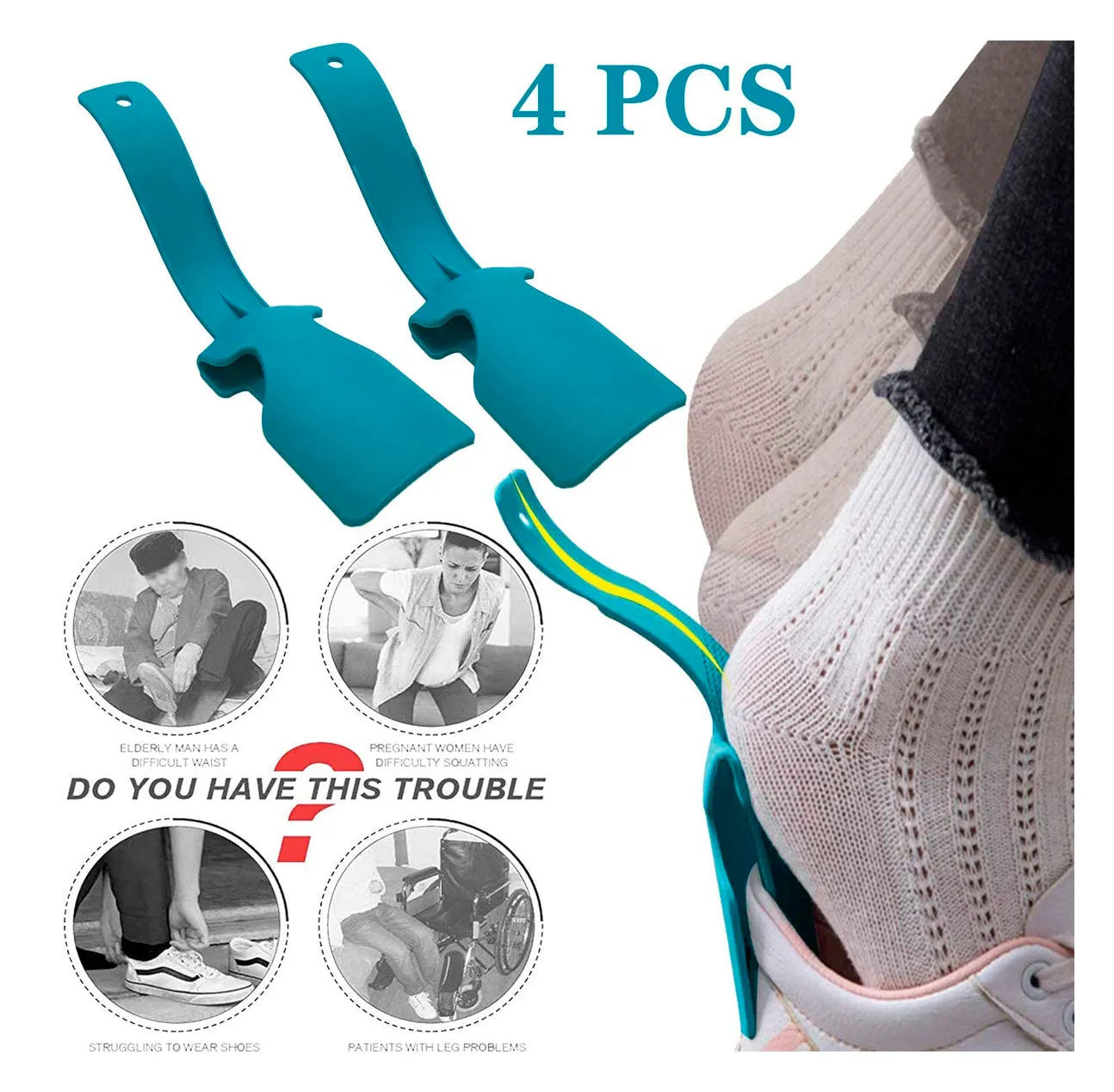 4PCS Lazy Shoes Helper for Easy to Wear  Perfect for Everyday Use Color Blue