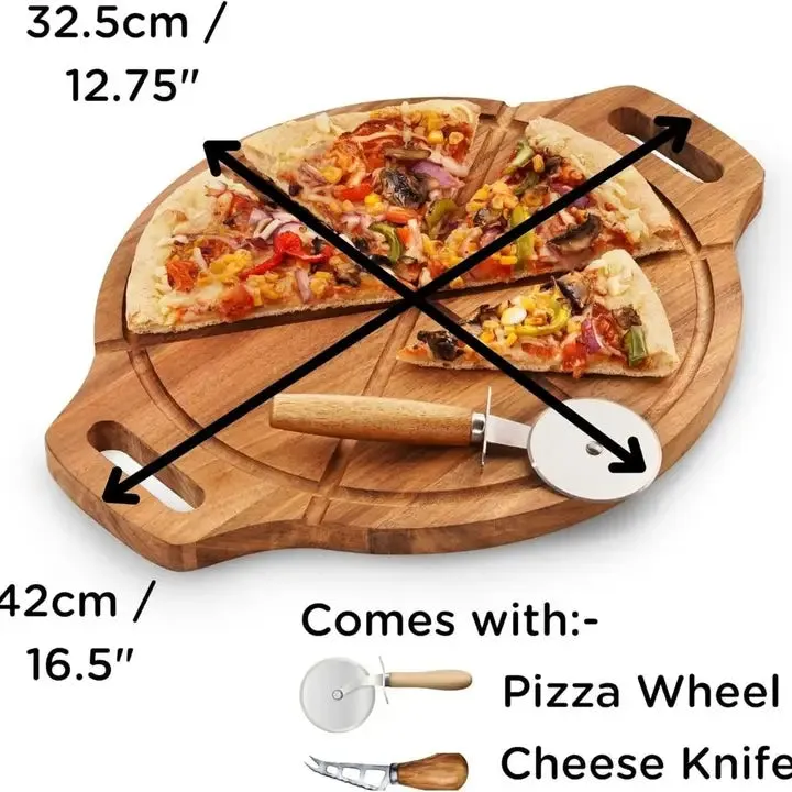 Acacia Wood Pizza Cutting & Cheese Board