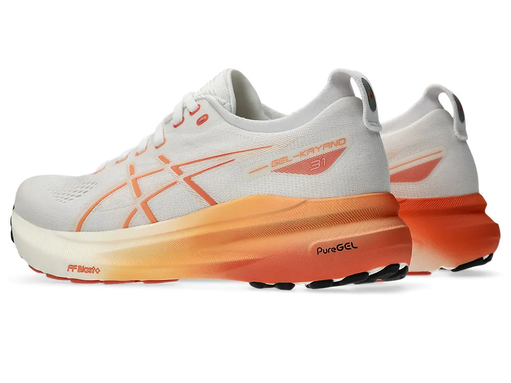 Asics Gel Kayano 31 (B Width) - White/Faded Orange (Womens)