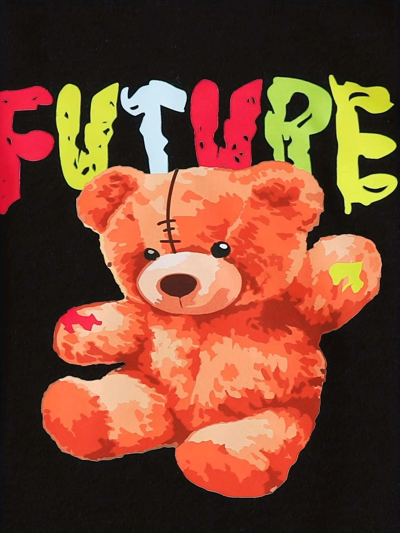 Baby Boys Cute Bear Motif Colorful "FUTURE" Print T-shirt and Shorts