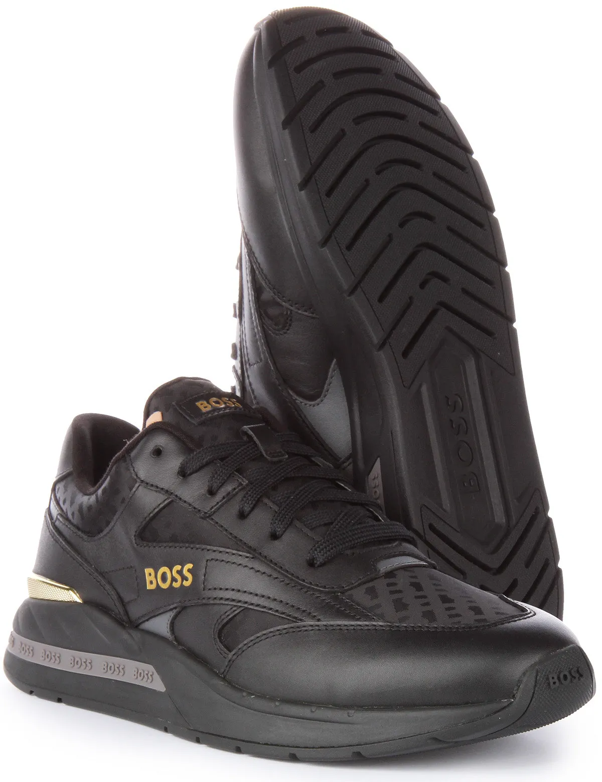 Boss Kurt Runner In Black Gold For Men