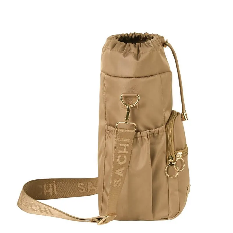 Crossbody Insulated Water Bottle Carrier Bag Latte