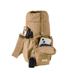 Crossbody Insulated Water Bottle Carrier Bag Latte