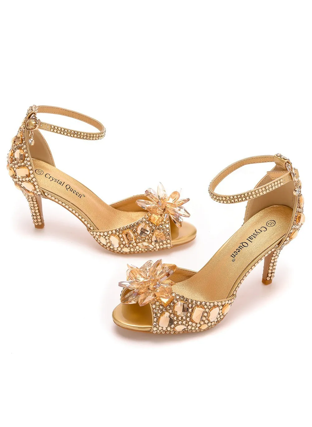 Crystal Rhinestone Stiletto High-heeled Sandals