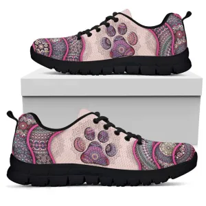 Dog Sneaker, Dog Vintage Mandala Pink Sneaker Shoes, Dog Shoes