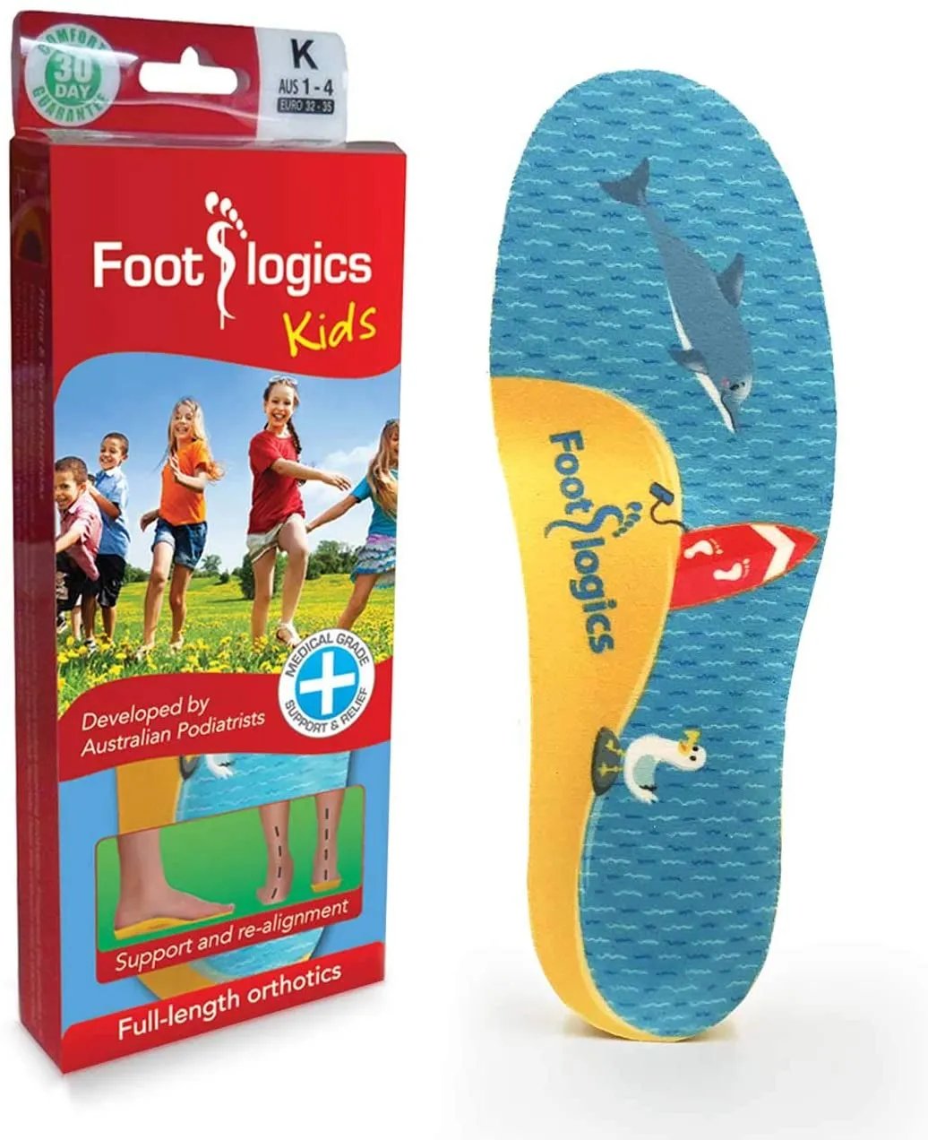 Footlogics Fun Kids Orthotic Shoe Insoles with Arch Support for Children’s Heel Pain