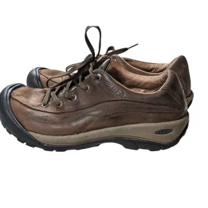 KEEN Hiking Shoes Women 8 Leather Lace Walking Loafers Normcore Trail 53001-slbk