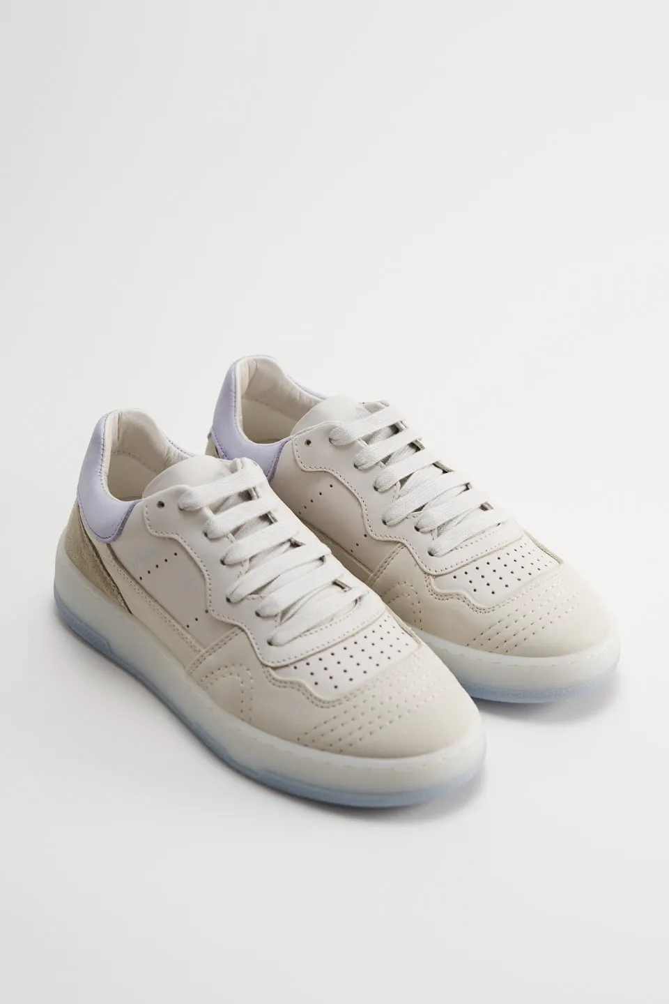 Leather Mix Eggshell Chunky Sneakers