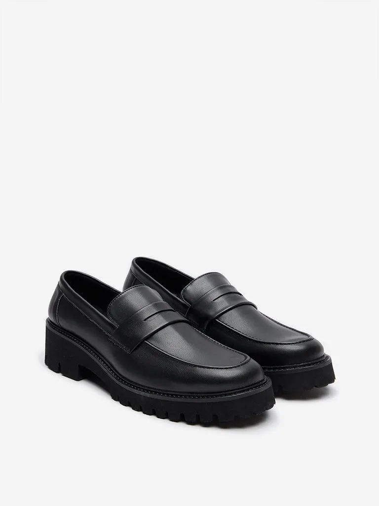 LUNA BLU Black Chunky Loafers