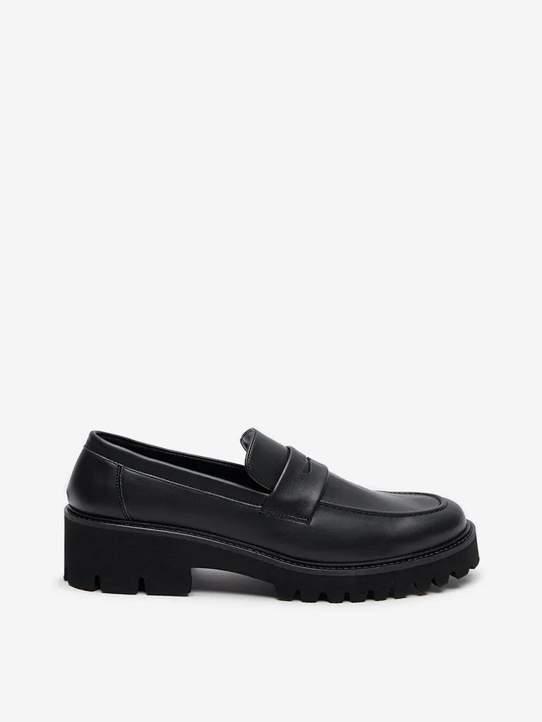 LUNA BLU Black Chunky Loafers