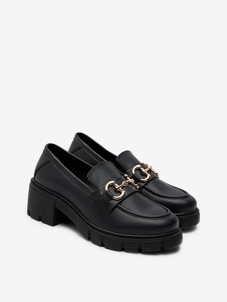 LUNA BLU Black Chunky Platform Loafers