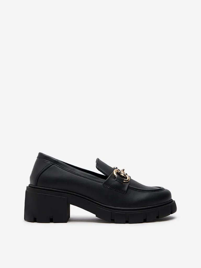 LUNA BLU Black Chunky Platform Loafers