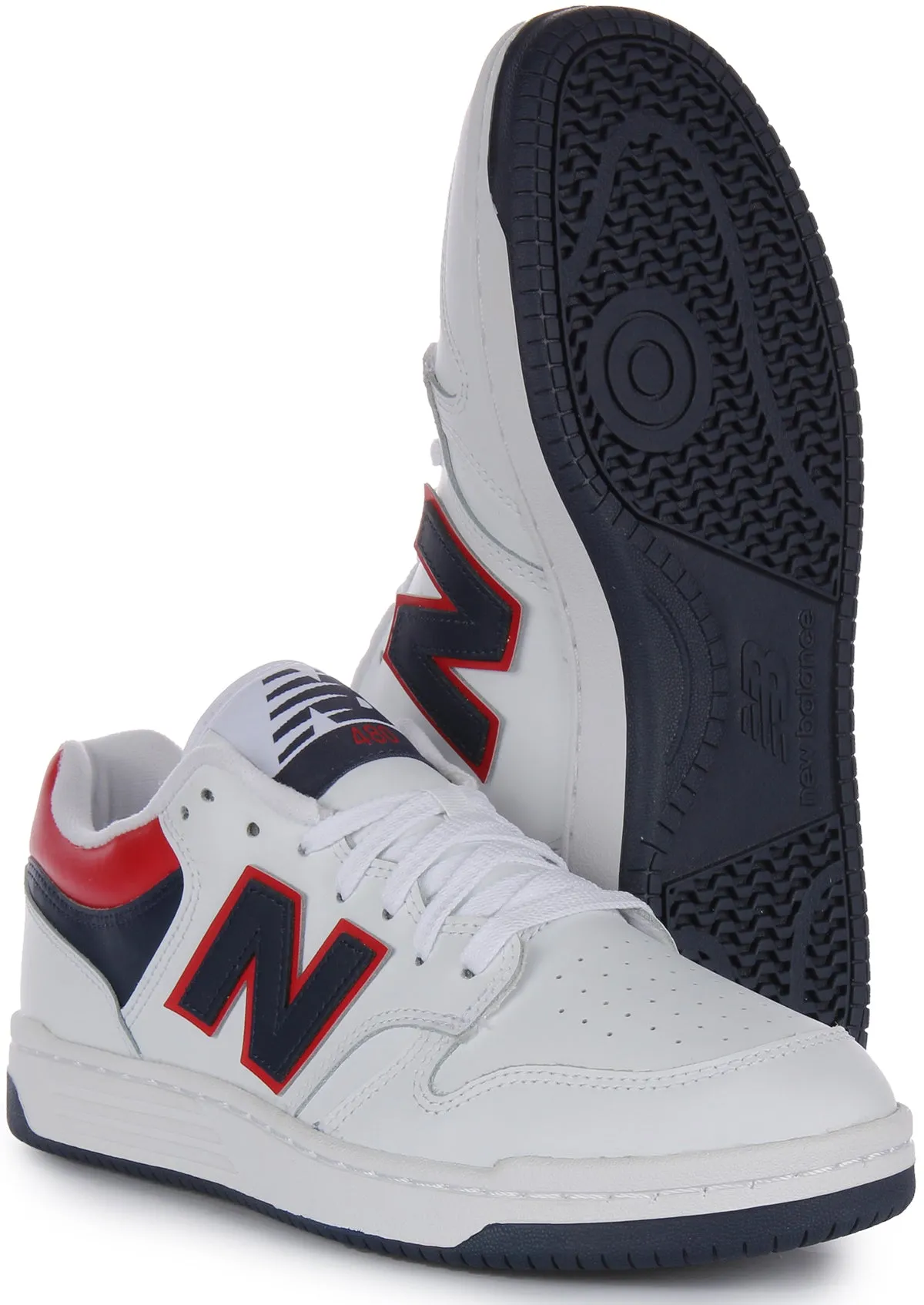 New Balance BB 480LNR In White Navy Red