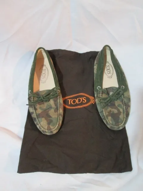 NEW Womens TOD'S ITALY Suede CAMO Driving Moccasins Shoe 36 6  Slip on Leather