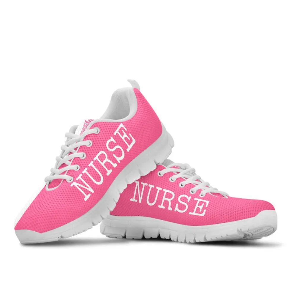 Nurse Sneaker, Nurse Love Pink White Sneakers Shoes, Best Shoes For Nurses