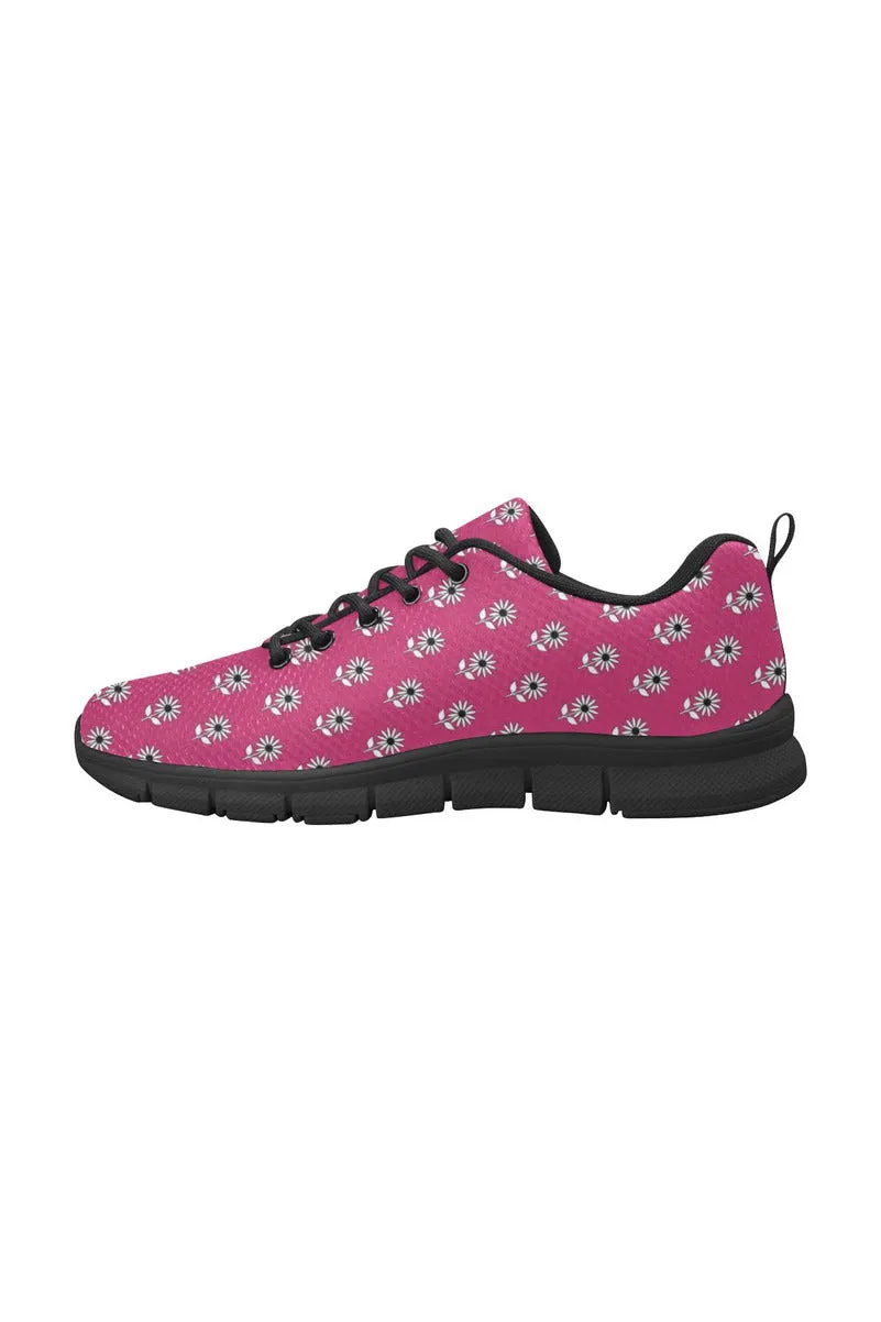 Peacock Pink Floral Women's Breathable Running Shoes/Large (Model 055)