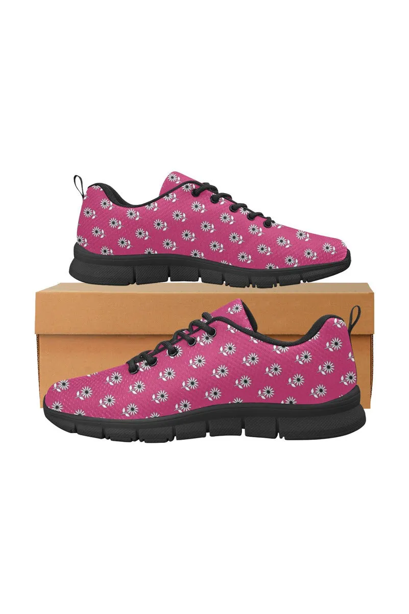 Peacock Pink Floral Women's Breathable Running Shoes/Large (Model 055)