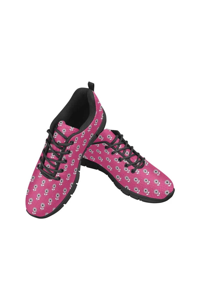 Peacock Pink Floral Women's Breathable Running Shoes/Large (Model 055)