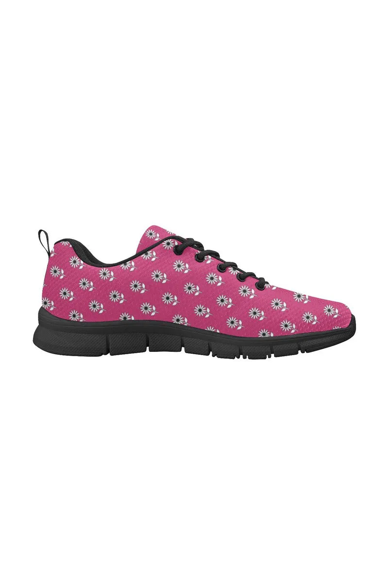 Peacock Pink Floral Women's Breathable Running Shoes/Large (Model 055)