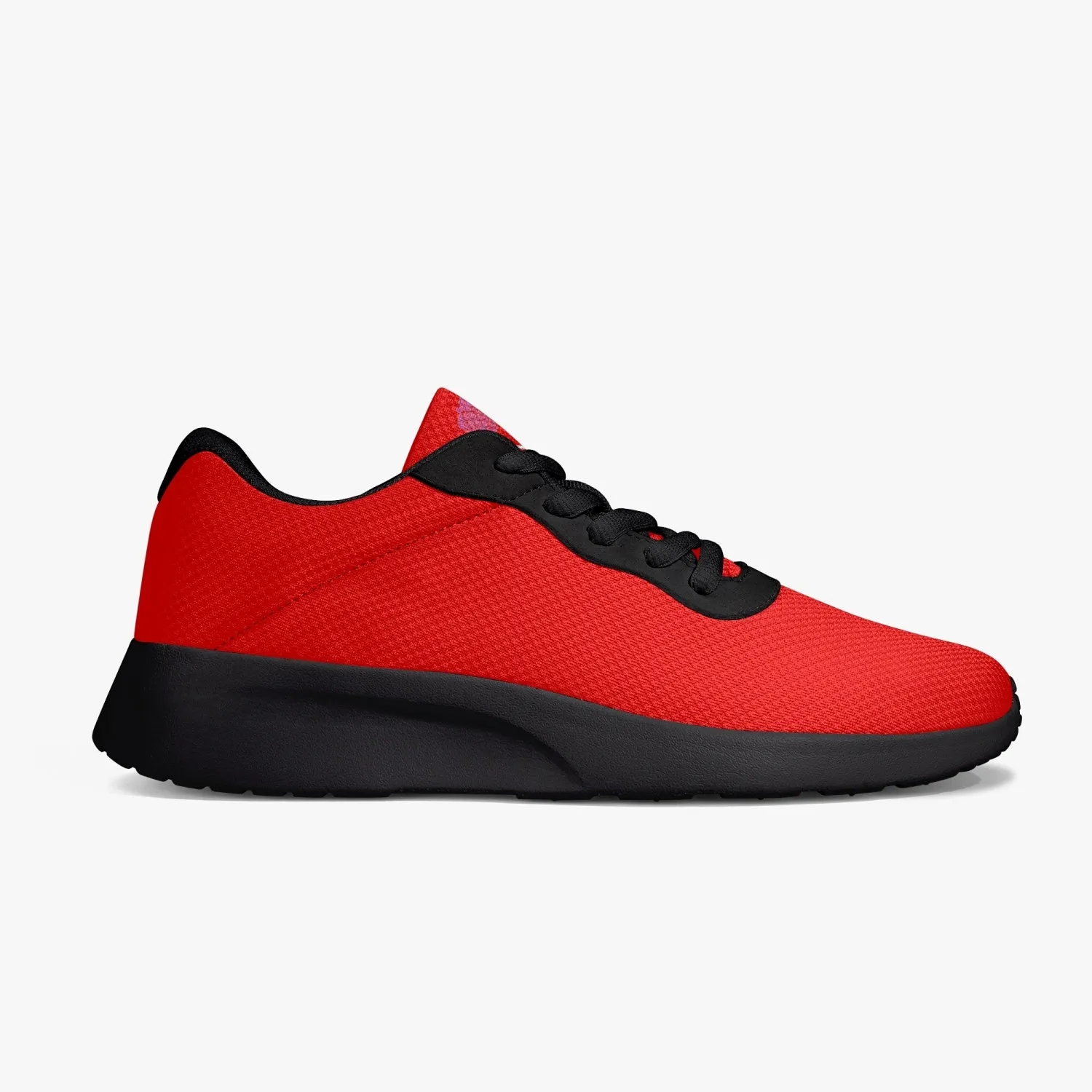 Red Color Mesh Adult Sneakers, Soft Solid Red Color Best Lifestyle Unisex Casual Designer Mesh Running Shoes With Black Soles