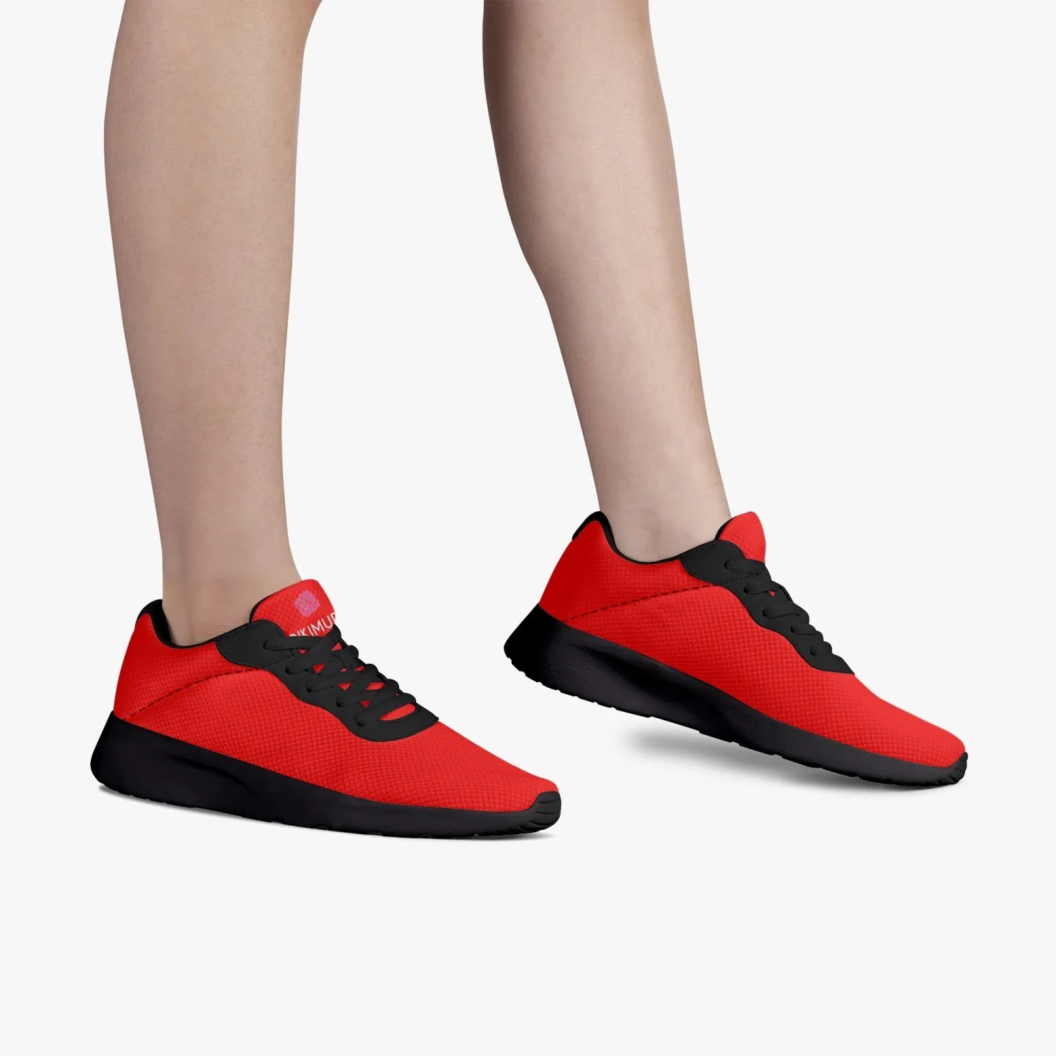 Red Color Mesh Adult Sneakers, Soft Solid Red Color Best Lifestyle Unisex Casual Designer Mesh Running Shoes With Black Soles