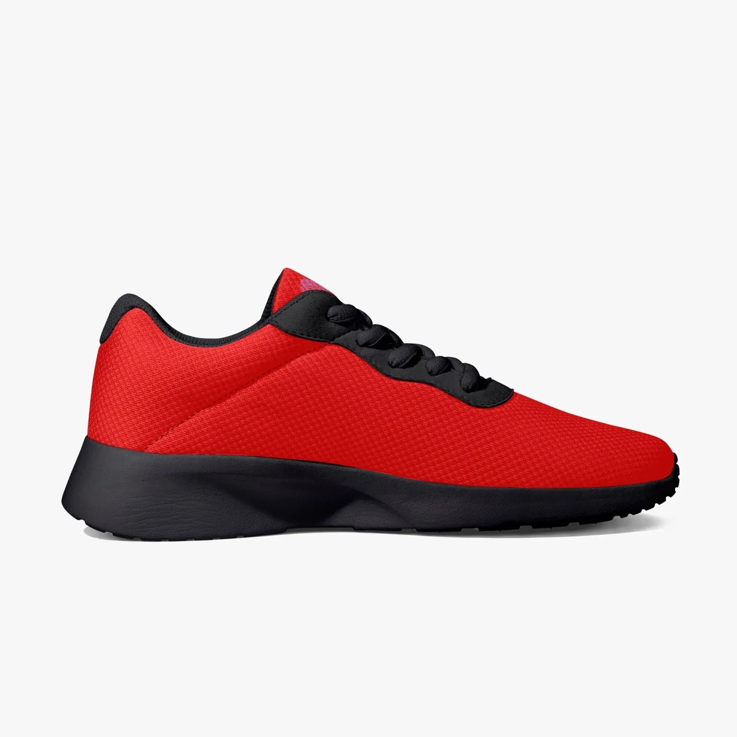 Red Color Mesh Adult Sneakers, Soft Solid Red Color Best Lifestyle Unisex Casual Designer Mesh Running Shoes With Black Soles