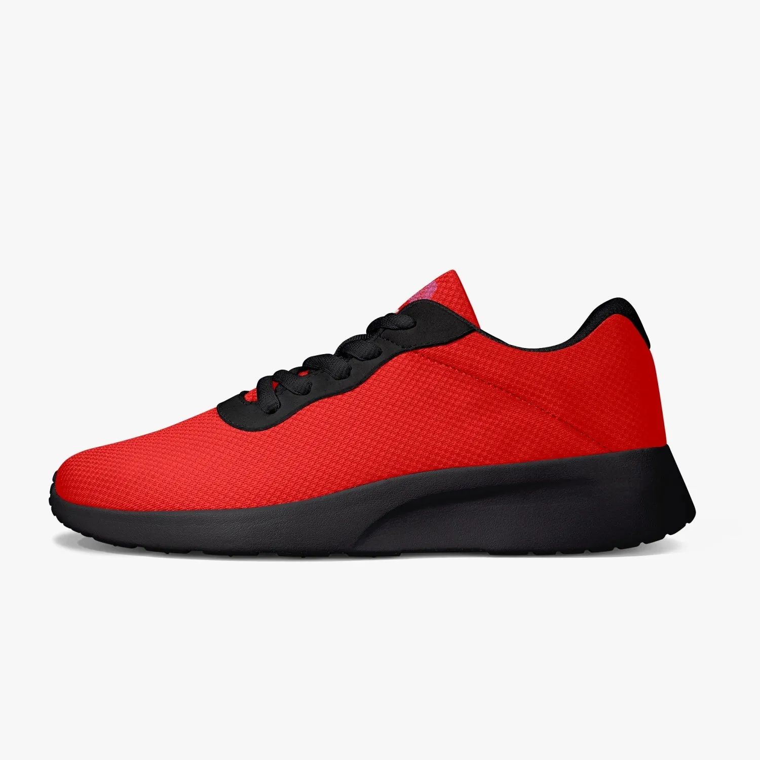 Red Color Mesh Adult Sneakers, Soft Solid Red Color Best Lifestyle Unisex Casual Designer Mesh Running Shoes With Black Soles