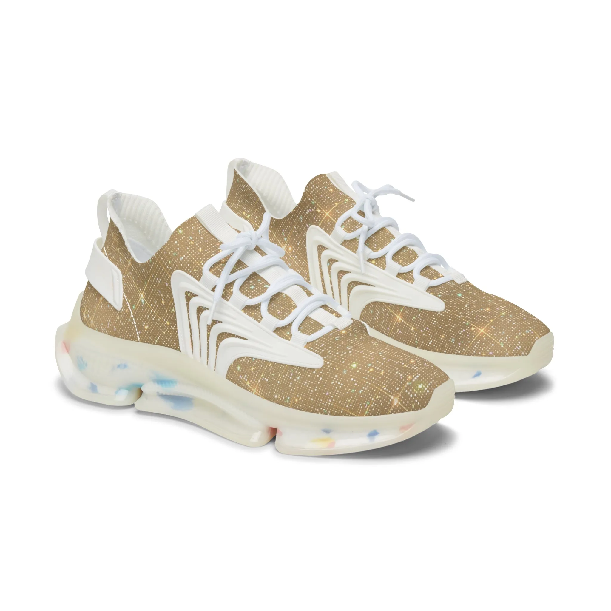 Shiny Gold Metallic Women's Mesh Sneakers