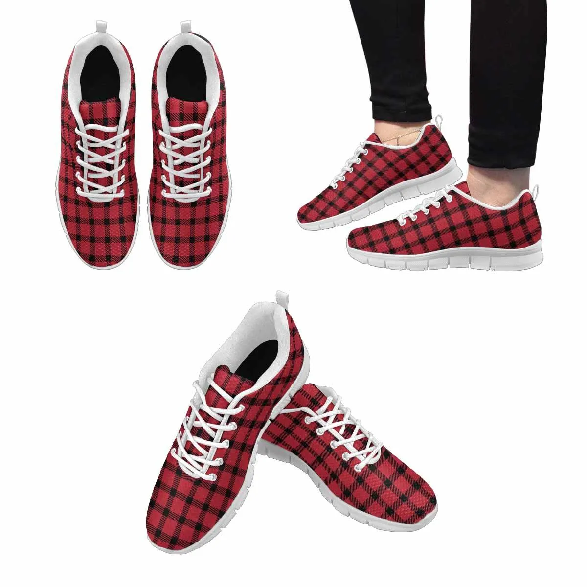 Sneakers For Men,   Buffalo Plaid Red And Black - Running Shoes Dg839