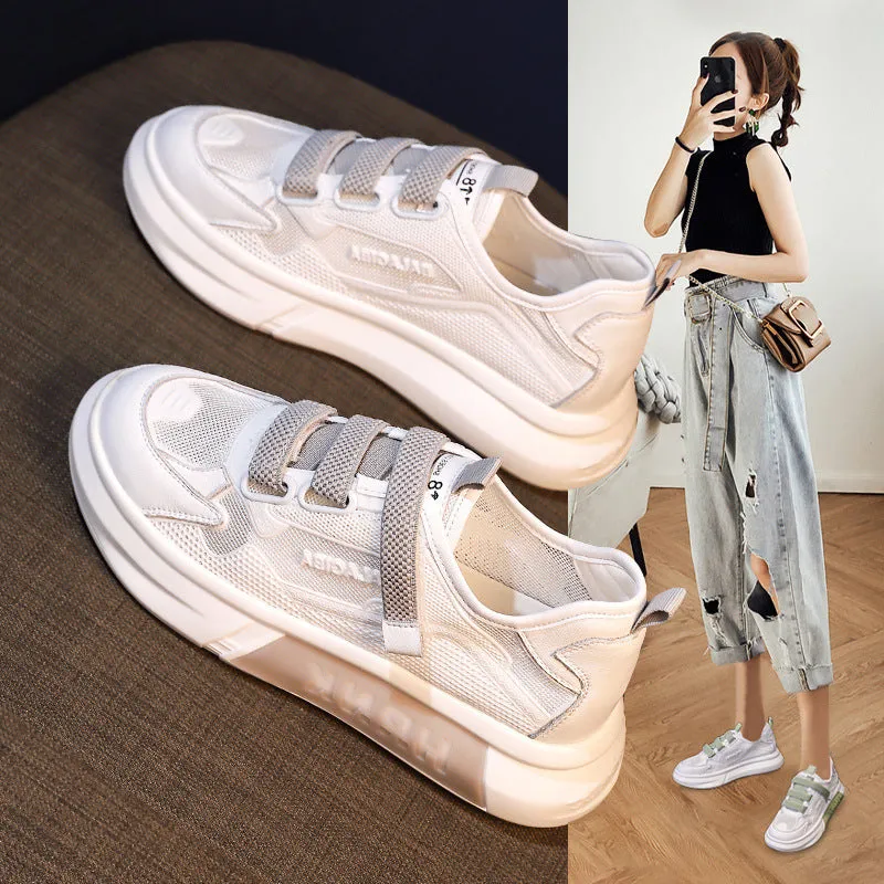 Thick-Soled White Shoes Summer  New All-Matching Women's Shoes Spring and Summer Mesh Breathable Thin Casual Sneakers