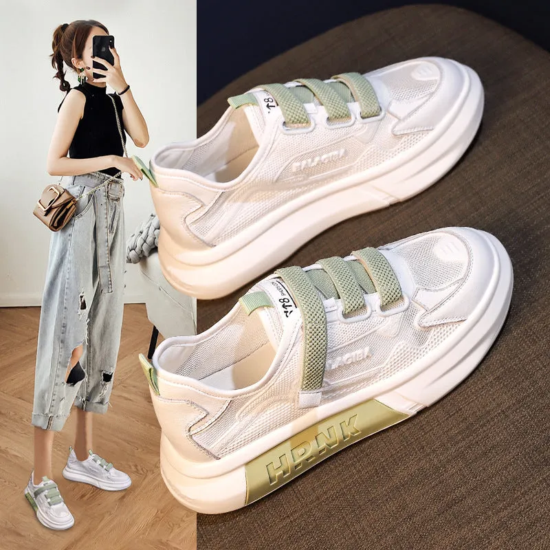 Thick-Soled White Shoes Summer  New All-Matching Women's Shoes Spring and Summer Mesh Breathable Thin Casual Sneakers