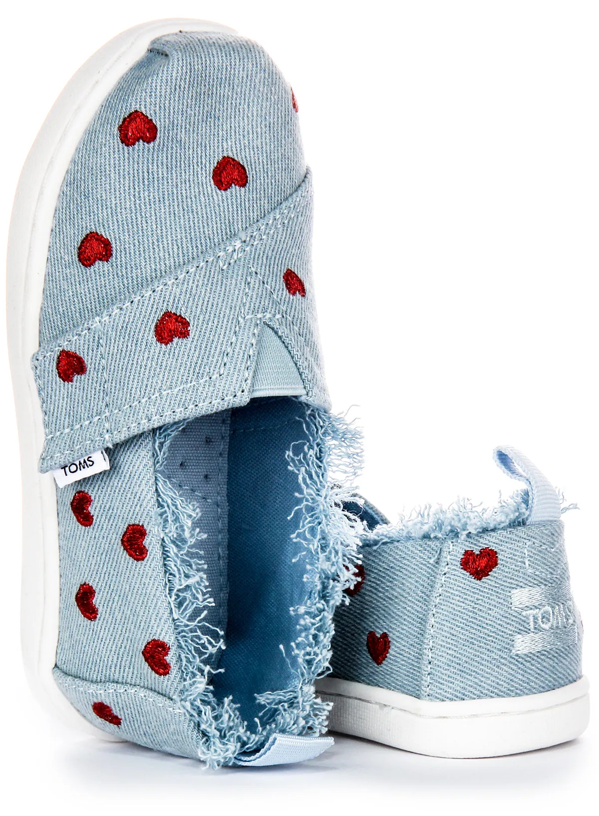 Toms Tiny Alpargata In Blue Red Heart For Toddler