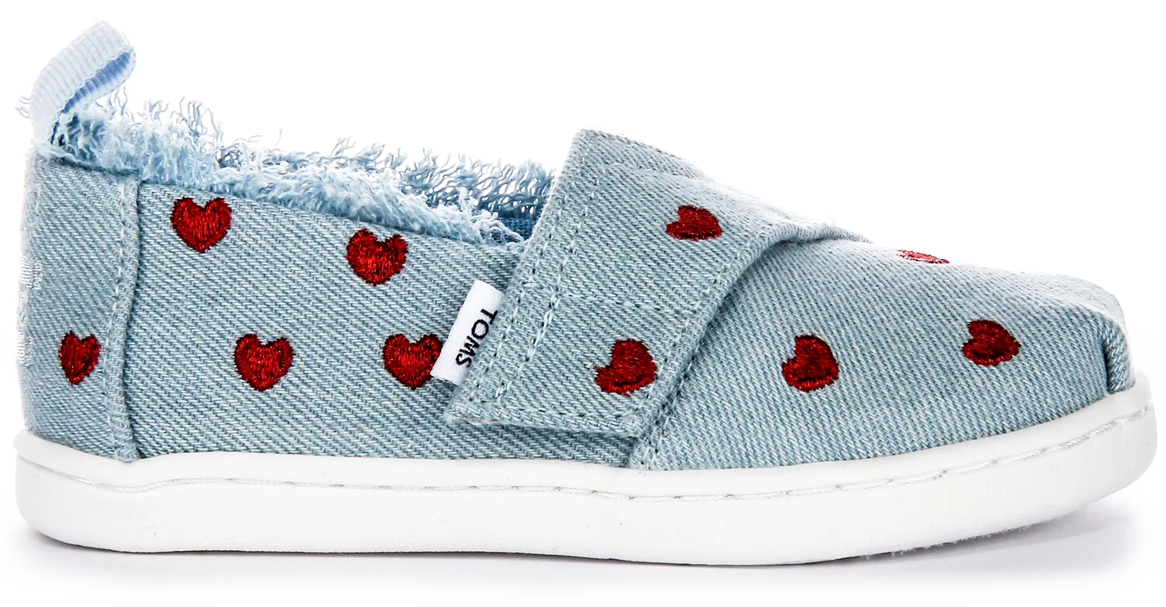 Toms Tiny Alpargata In Blue Red Heart For Toddler