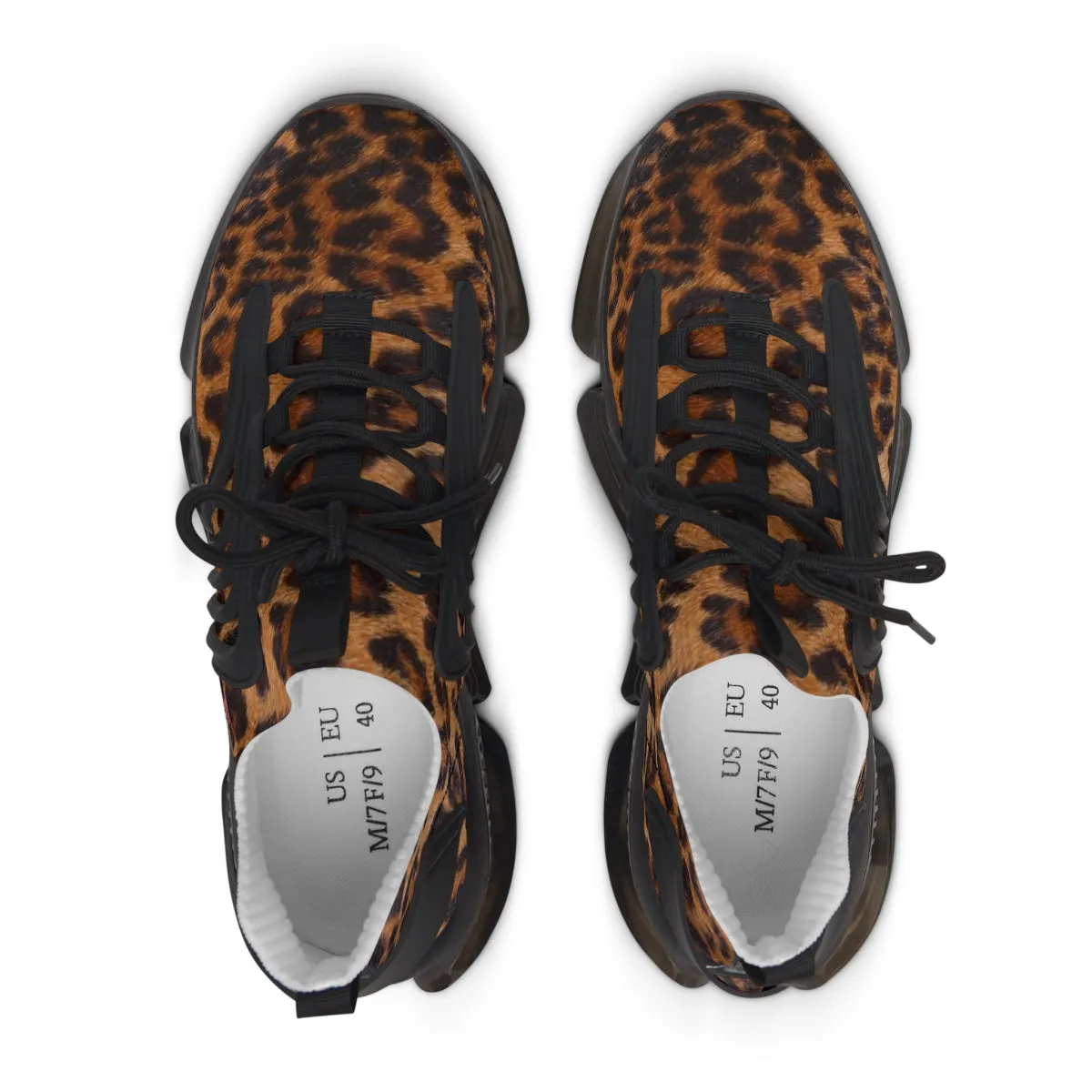 Women's Brown Leopard Mesh Sneakers, Best Animal Print Mesh Breathable Sneakers For Women (US Size: 5.5-12)