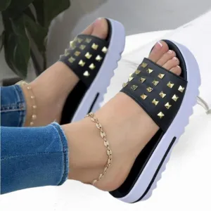 Women's Rivet Flat Open Toe Platform Casual Fashion Sandals