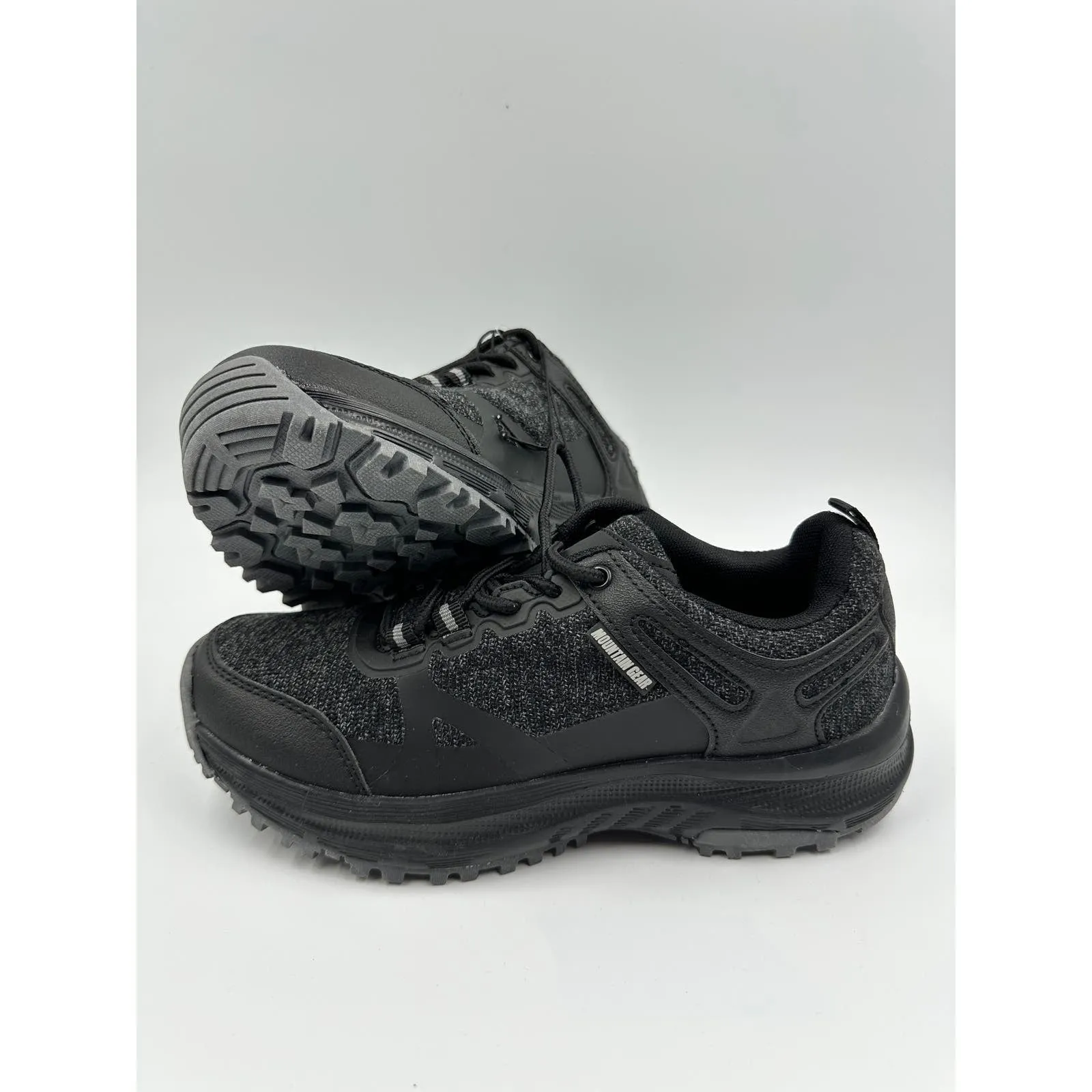 Women's Size 6, Black Low Top Hikers with Rugged Tread and Gray Accents