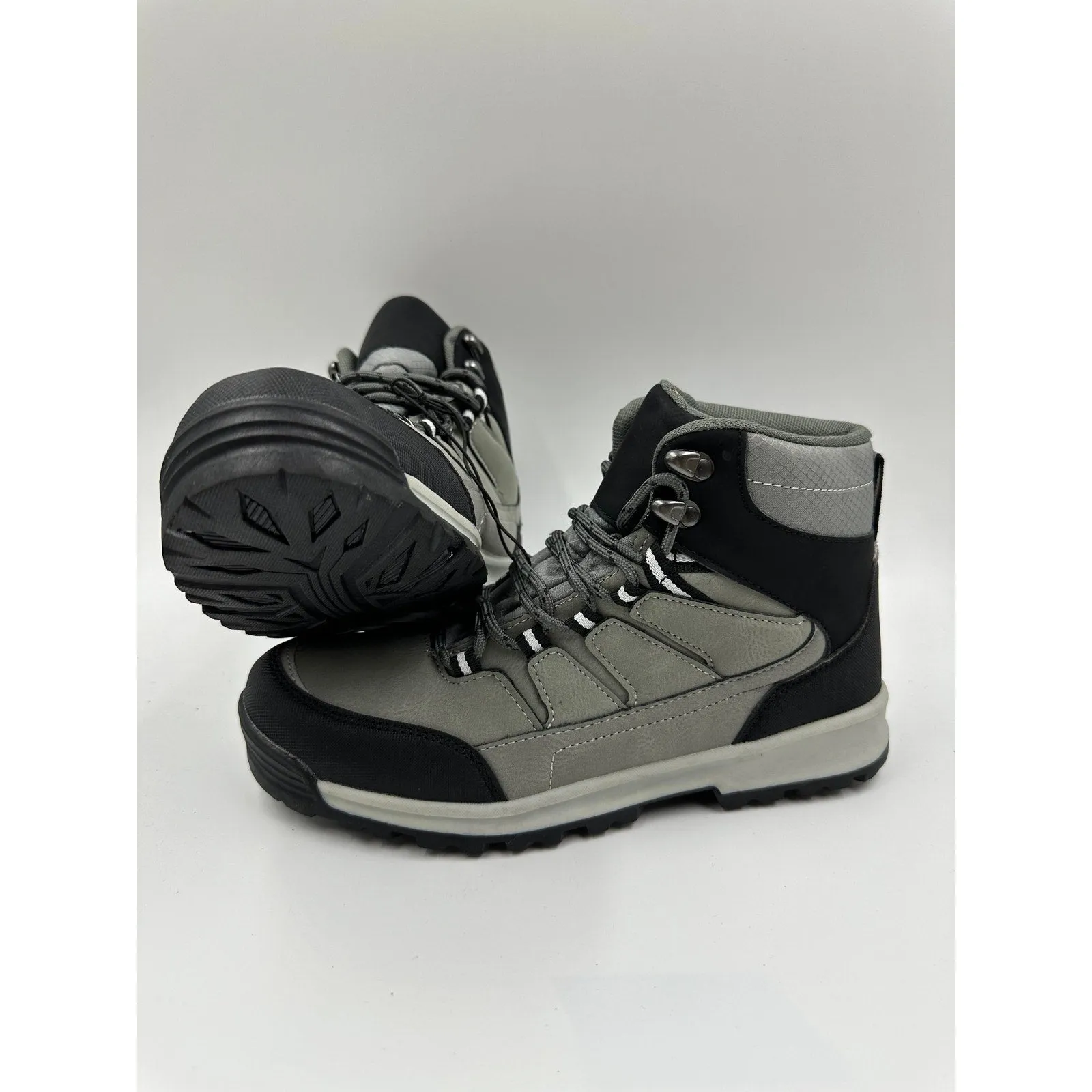 Women's Size 8, Light Gray High Top Hikers with Black Accents, and Rugged Tread