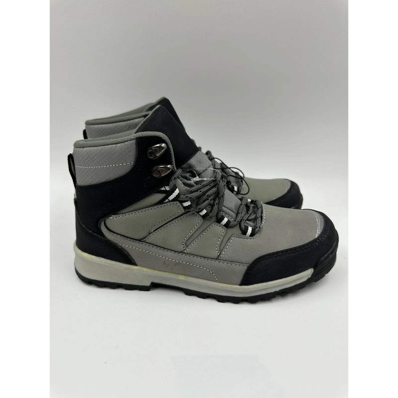 Women's Size 8, Light Gray High Top Hikers with Black Accents, and Rugged Tread