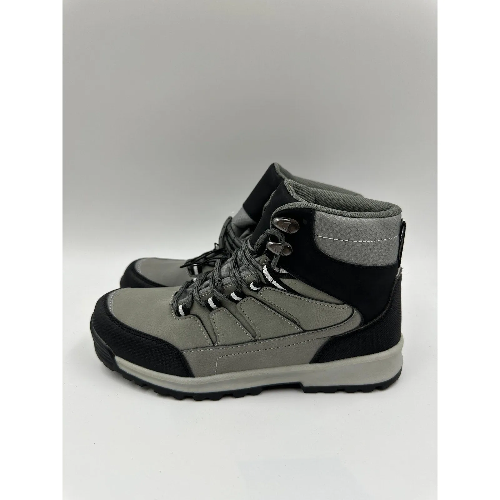 Women's Size 8, Light Gray High Top Hikers with Black Accents, and Rugged Tread