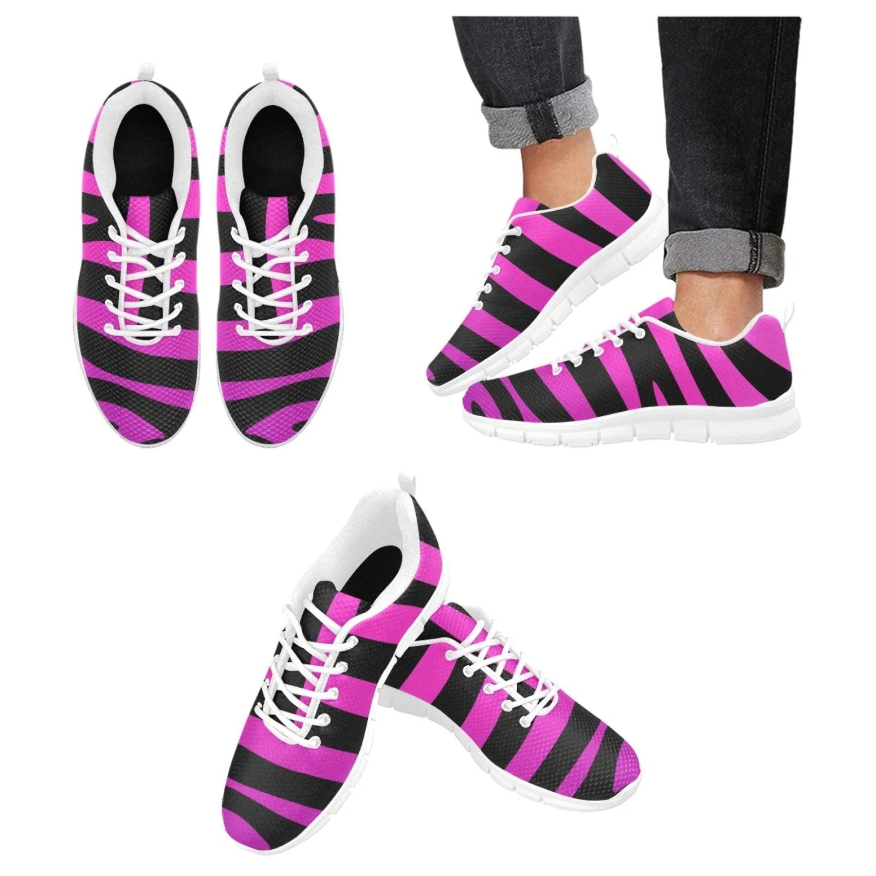 Womens Sneakers, Black Strip And Purple Running Shoes